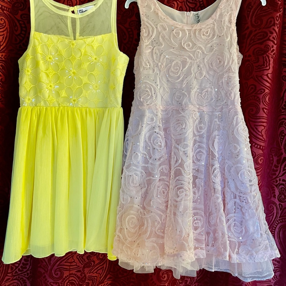 Beautiful lemon yellow and baby pink dresses. In excellent condition!